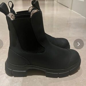Ganni shearling lined rubber boots